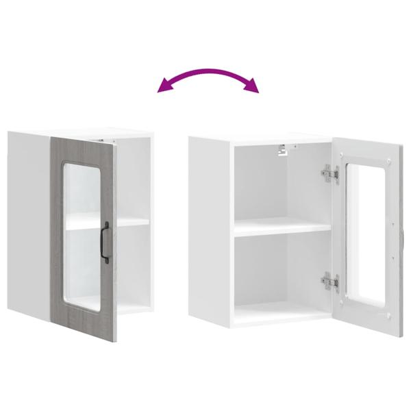 Küchen-Hängeschrank mit Glastür Grau Sonoma Holzwerkstoff