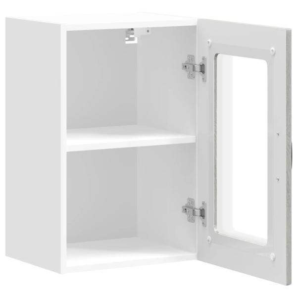 Küchen-Hängeschrank mit Glastür Grau Sonoma Holzwerkstoff