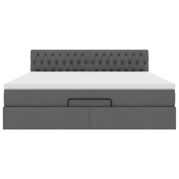 Ottoman-Bett mit Matratze Dunkelgrau 160x200 cm Stoff