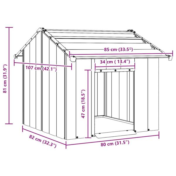 Hundehütte mit Dach 85x107x81 cm Verzinkter Stahl