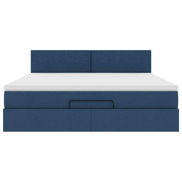 Ottoman-Bett mit Matratze Blau 160x200 cm Stoff