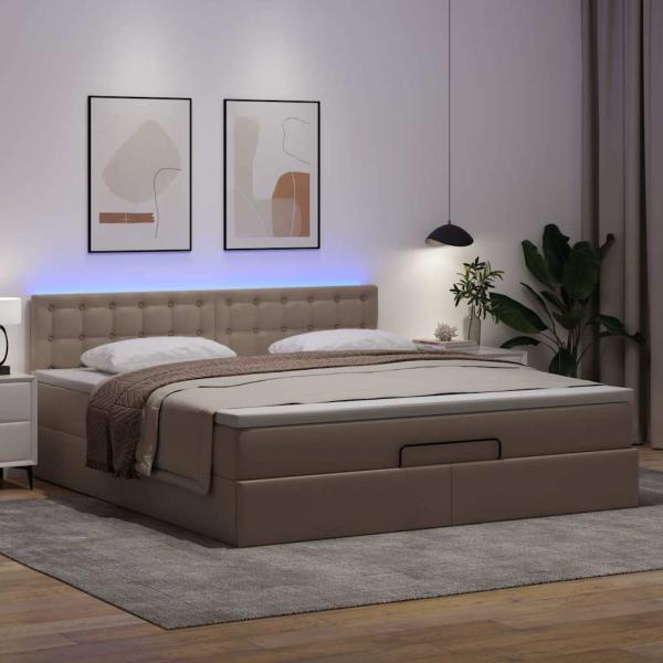 ARDEBO.de - Ottoman-Bett mit Matratze Cappuccino-Braun 180x200cm Kunstleder