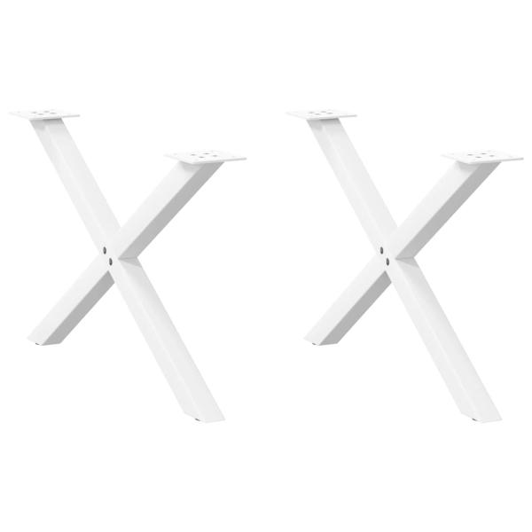 ARDEBO.de - Couchtischbeine X-Form 2 Stk. Weiß 70x(42-43) cm Stahl