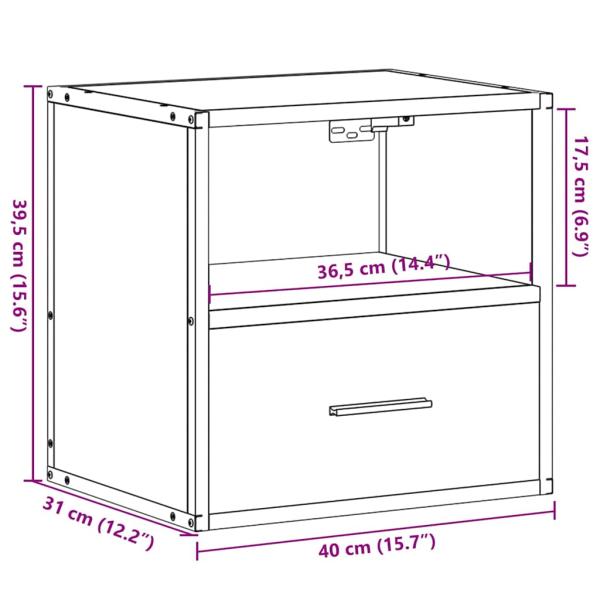 Wand-Nachttisch Grau Sonoma 40x31x39,5 cm
