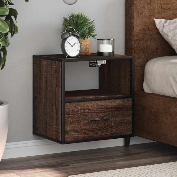 ARDEBO.de - Wand-Nachttisch Braun Eichen-Optik 40x31x39,5 cm