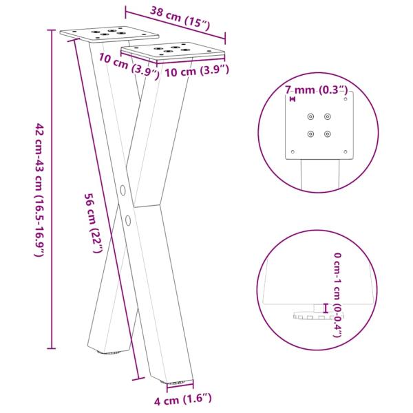Couchtischbeine X-Form 2 Stk. Anthrazit 38x(42-43) cm Stahl