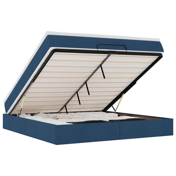 Ottoman-Bett mit Matratze Blau 180x200 cm Stoff