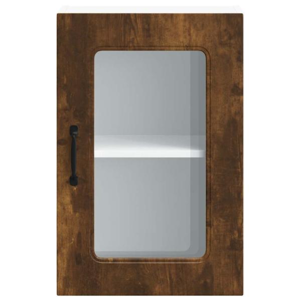 Küchen-Hängeschrank mit Glastür Räuchereiche Holzwerkstoff