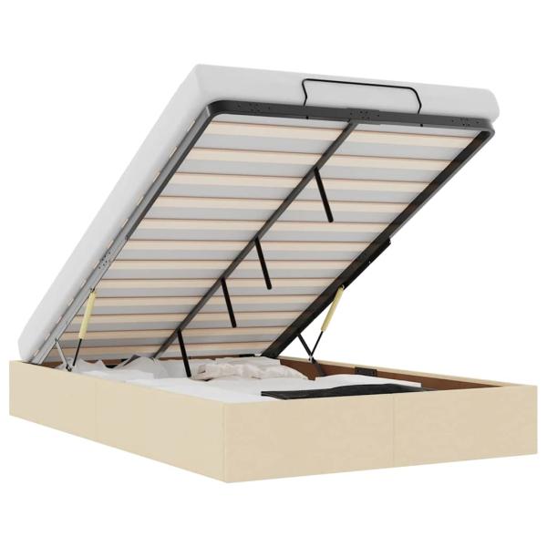 Ottoman-Bett ohne Matratze Creme 120x190 cm Stoff