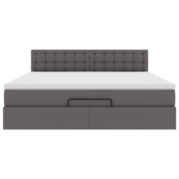 Ottoman-Bett mit Matratze Grau 180x200 cm Kunstleder