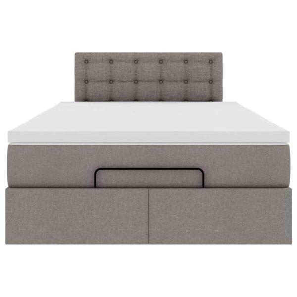 Ottoman-Bett mit Matratze Taupe 120x190 cm Stoff