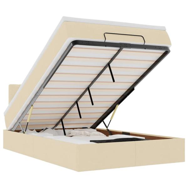 ARDEBO.de - Ottoman-Bett mit Matratze Creme 120x200 cm Stoff