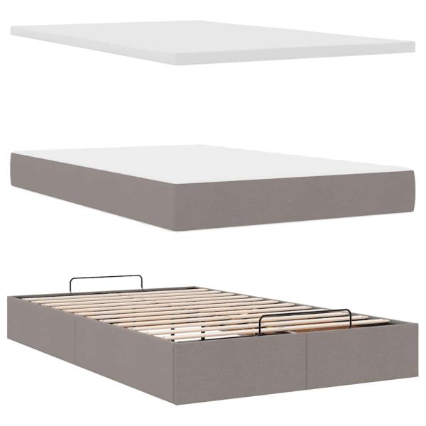 ARDEBO.de - Ottoman-Bett mit Matratze Taupe 120x190 cm Stoff