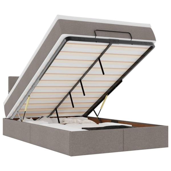 Ottoman-Bett mit Matratze Taupe 120x190 cm Stoff