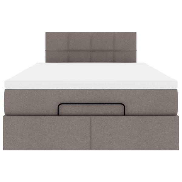 Ottoman-Bett mit Matratze Taupe 120x190 cm Stoff