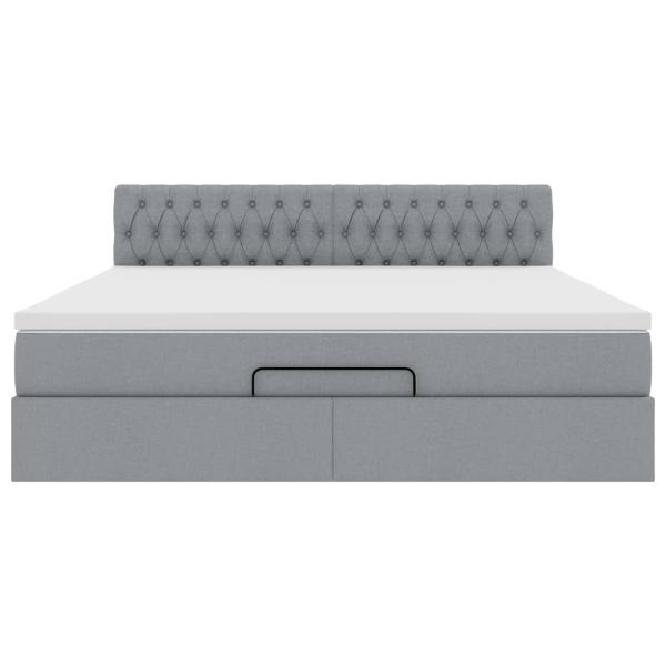 Ottoman-Bett mit Matratze Hellgrau 160x200 cm Stoff