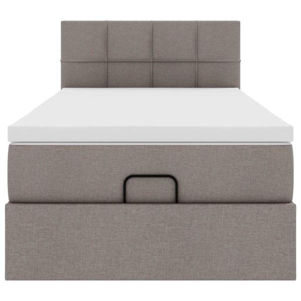 Ottoman-Bett mit Matratze Taupe 90x190 cm Stoff