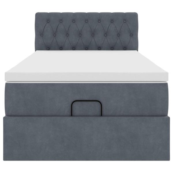 Ottoman-Bett mit Matratze Dunkelgrau 80x200 cm Samt