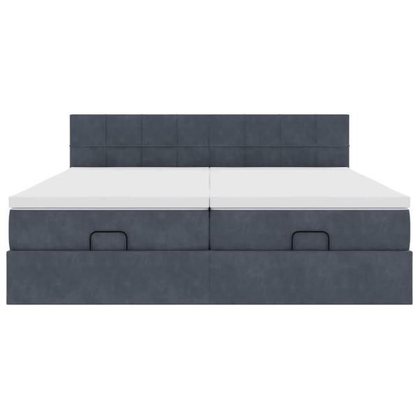 Ottoman-Bett mit Matratzen Dunkelgrau 160x200 cm Samt