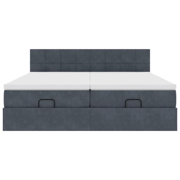 Ottoman-Bett mit Matratzen Dunkelgrau 200x200 cm Samt