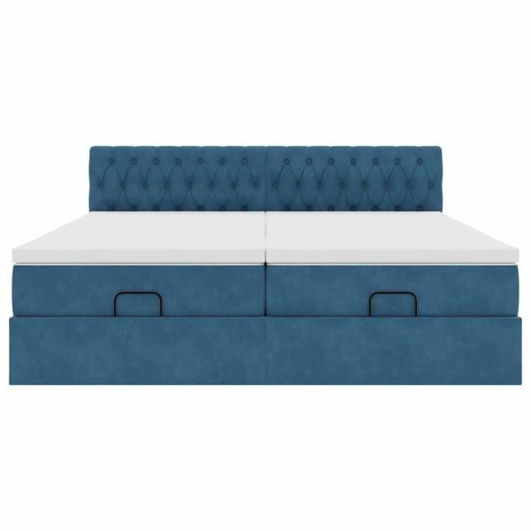 Ottoman-Bett mit Matratzen Dunkelblau 160x200 cm Samt