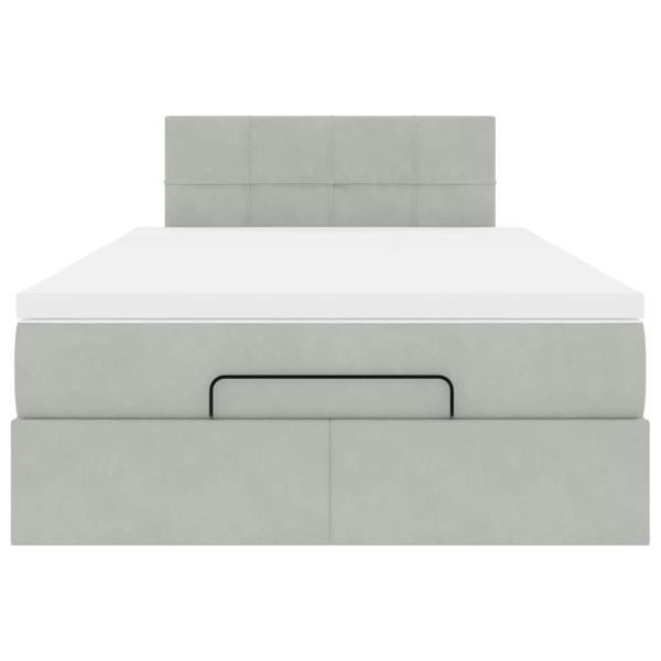 Ottoman-Bett mit Matratze Hellgrau 120x190 cm Samt