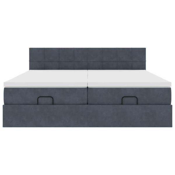 Ottoman-Bett mit Matratzen Dunkelgrau 180x200 cm Samt