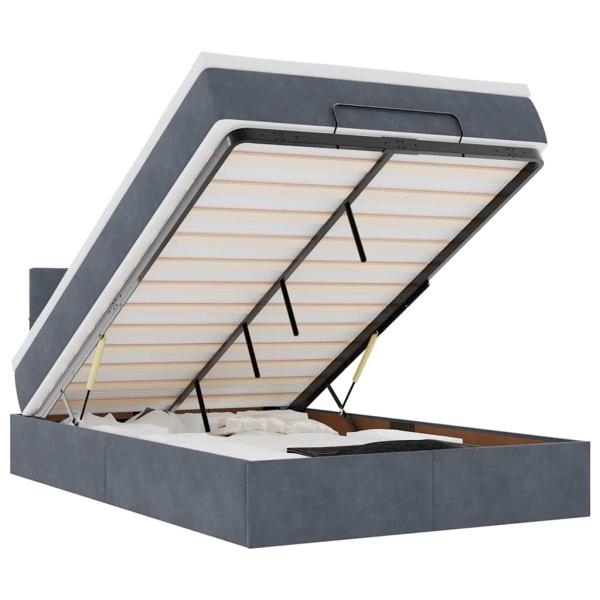 Ottoman-Bett mit Matratze Dunkelgrau 120x200 cm Samt