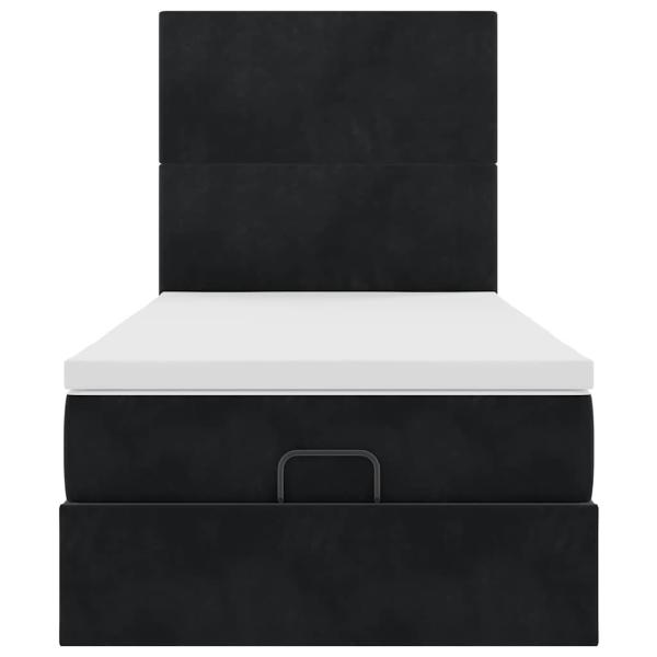 Ottoman-Bett mit Matratzen Schwarz 80x200 cm Samt