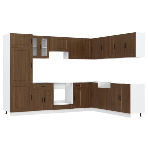 ARDEBO.de - 14tlg. Küchenschrank-Set Porto Braun Eichen-Optik Holzwerkstoff