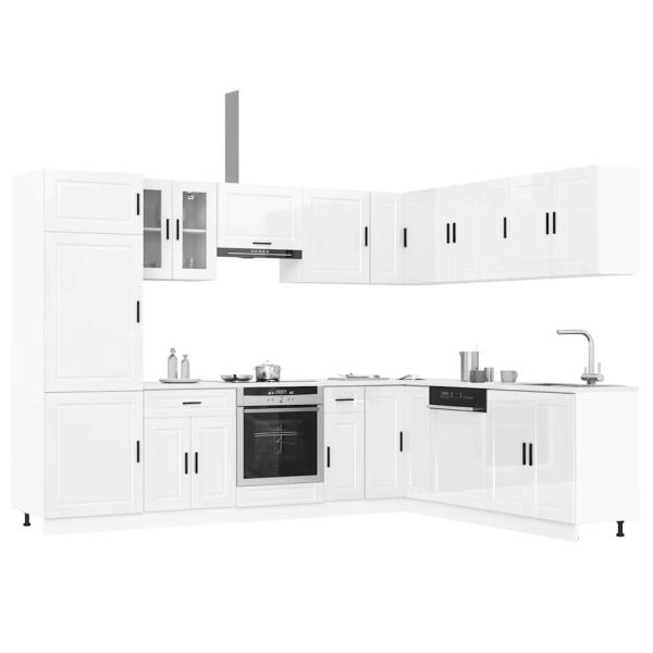 ARDEBO.de - 14-tlg. Küchenschrank-Set Porto Hochglanz-Weiß Holzwerkstoff