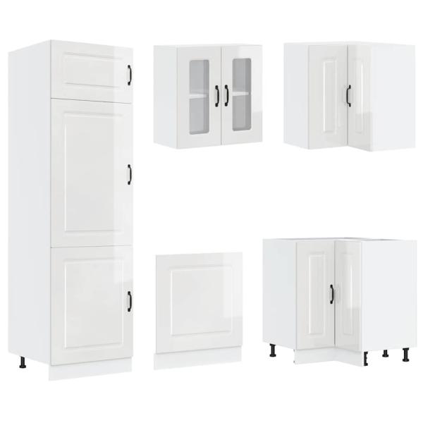 14-tlg. Küchenschrank-Set Porto Hochglanz-Weiß Holzwerkstoff
