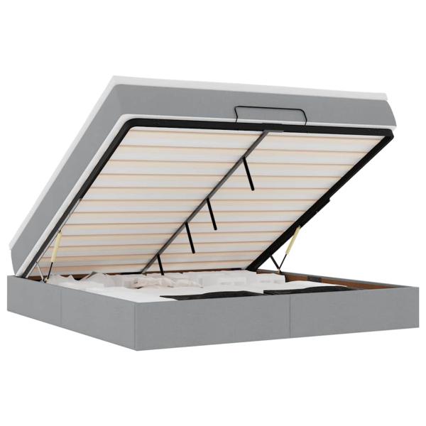 Ottoman-Bett mit Matratze Hellgrau 180x200 cm Stoff