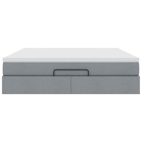 Ottoman-Bett mit Matratze Hellgrau 180x200 cm Stoff