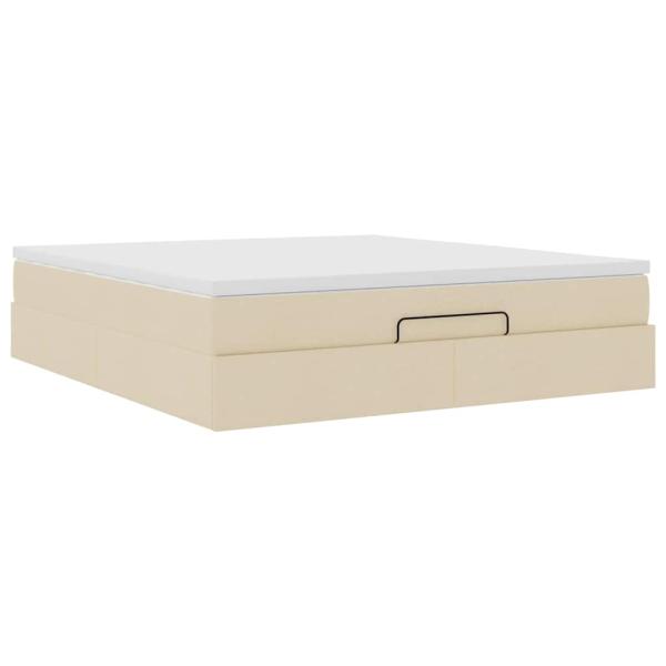 Ottoman-Bett mit Matratze Creme 160x200 cm Stoff