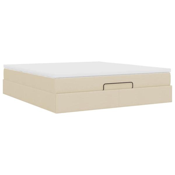 Ottoman-Bett mit Matratze Creme 160x200 cm Stoff