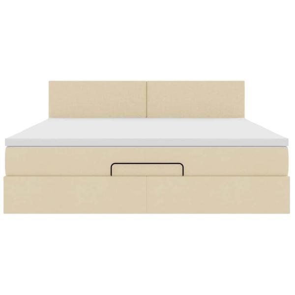 Ottoman-Bett mit Matratze Creme 160x200 cm Stoff