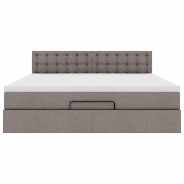 Ottoman-Bett mit Matratze Taupe 160x200 cm Stoff