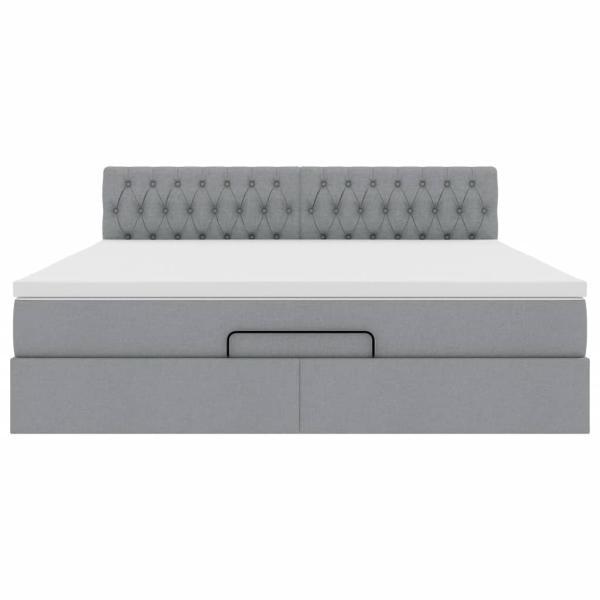 Ottoman-Bett mit Matratze Hellgrau 180x200 cm Stoff