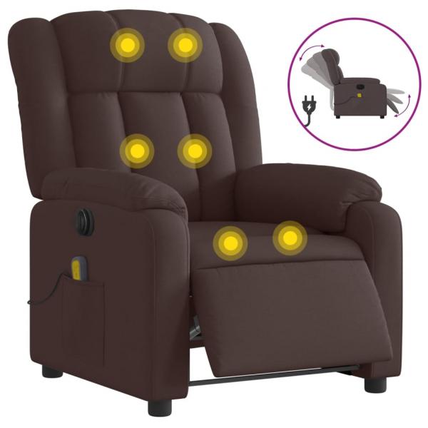 Massagesessel Elektrisch Dunkelbraun Stoff