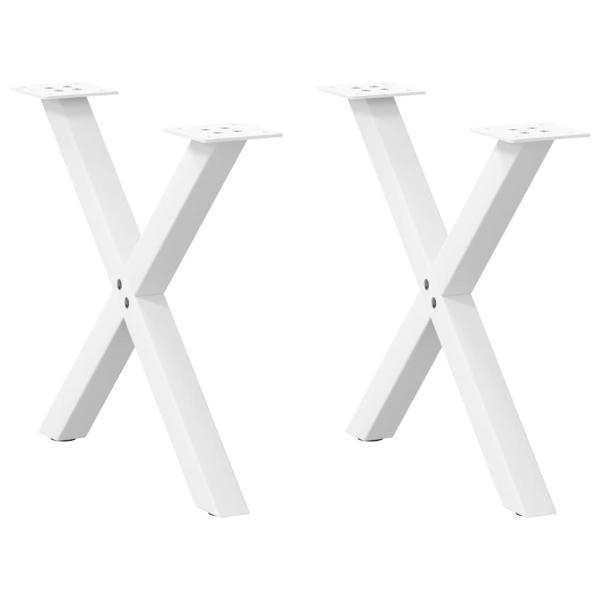 ARDEBO.de - Couchtischbeine X-Form 2 Stk. Weiß 60x(42-43) cm Stahl