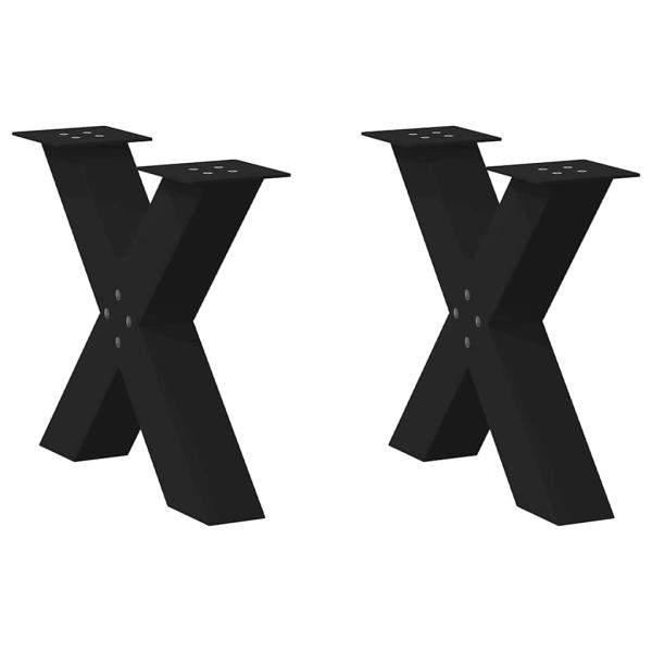 ARDEBO.de - Couchtischbeine X-Form 2 Stk. Schwarz 60x(42-43) cm Stahl
