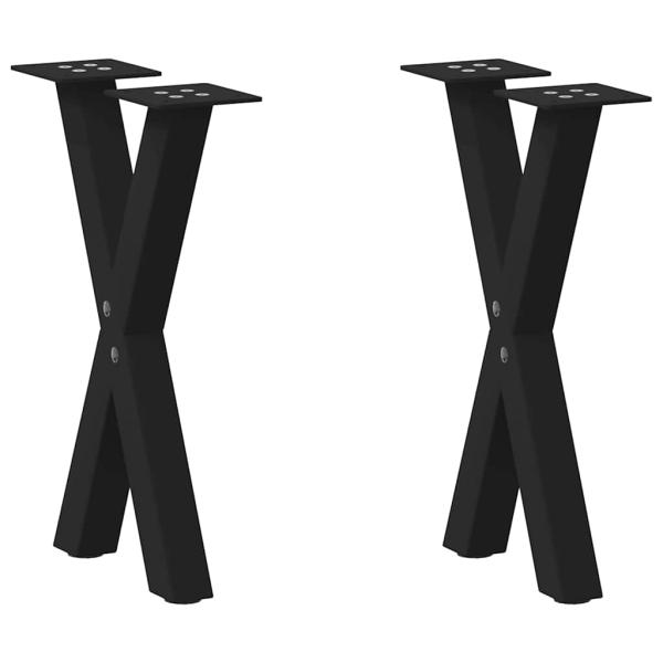 ARDEBO.de - Couchtischbeine X-Form 2 Stk. Schwarz 38x(42-43) cm Stahl