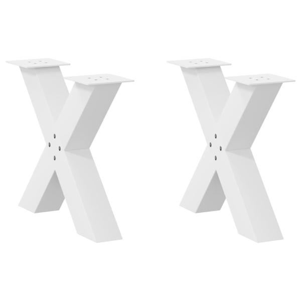ARDEBO.de - Couchtischbeine X-Form 2 Stk. Weiß 50x(42-43) cm Stahl