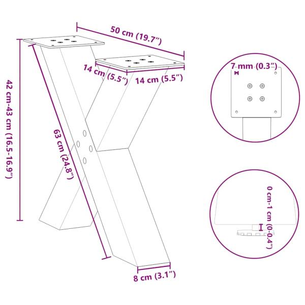 Couchtischbeine X-Form 2 Stk. Weiß 50x(42-43) cm Stahl