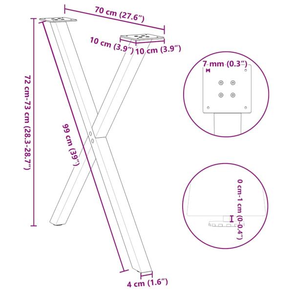 Esstischbeine X-Form 2 Stk. Weiß 70x(72-73) cm Stahl
