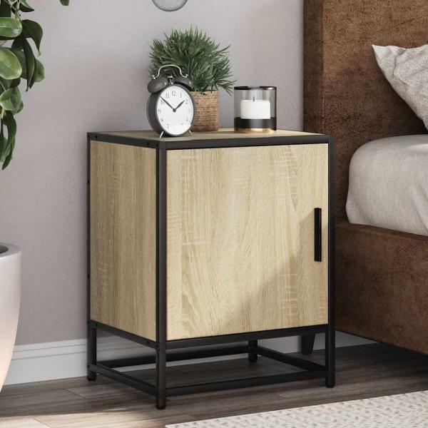 ARDEBO.de - Nachttische 2 Stk. Sonoma-Eiche 40x31x50cm Holzwerkstoff Metall