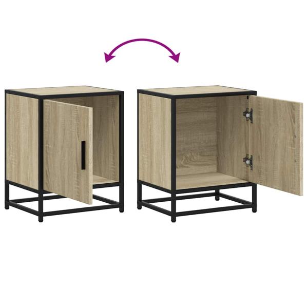 Nachttische 2 Stk. Sonoma-Eiche 40x31x50cm Holzwerkstoff Metall