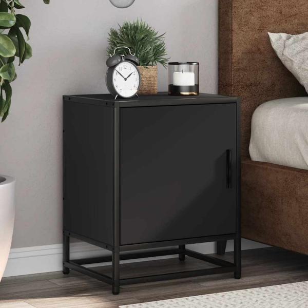 ARDEBO.de - Nachttische 2 Stk. Schwarz 40x31x50 cm Holzwerkstoff und Metall