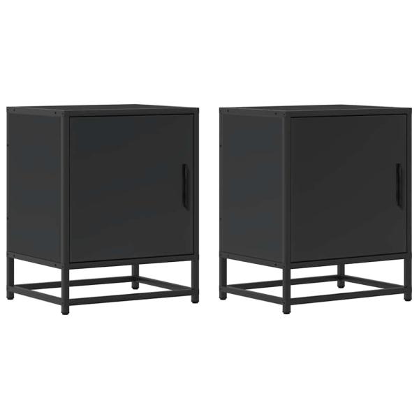 Nachttische 2 Stk. Schwarz 40x31x50 cm Holzwerkstoff und Metall